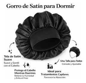 Gorro de Satén para Dormir 🌙 Protege Cabello Rizado, Crespo y Ondulado sin Frizz