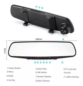 Cámara Dual para Carro Tipo Espejo Retrovisor – Visión Frontal y Reversa 🚗