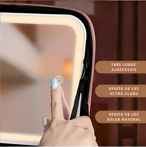 Bolsa Cosmética  con Espejo y Luz LED 💄 Organizador de Maquillaje para Viaje