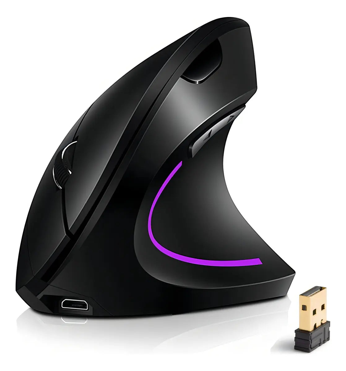 Mouse Ergonomico Vertical Inalambrico 2.4g Recargable Usb Color Negro