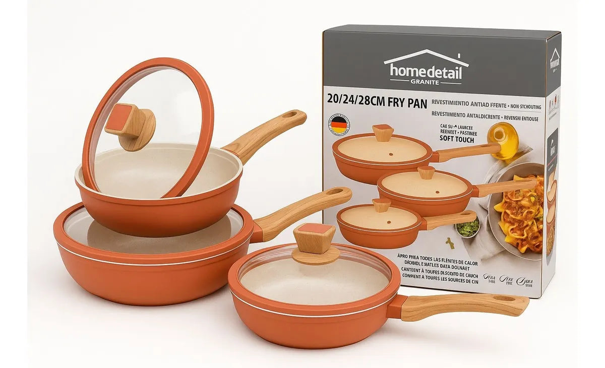 Set de Sartenes Antiadherentes de Granito X3 🍳 Cocina Fácil sin que se Pegue