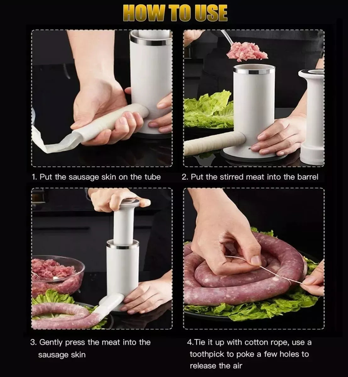 Embutidora Manual 2 en 1 para Carne 🌭 Haz Salchichas y Embutidos en Casa