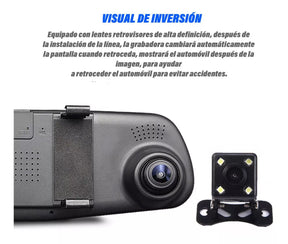 Cámara Dual para Carro Tipo Espejo Retrovisor – Visión Frontal y Reversa 🚗