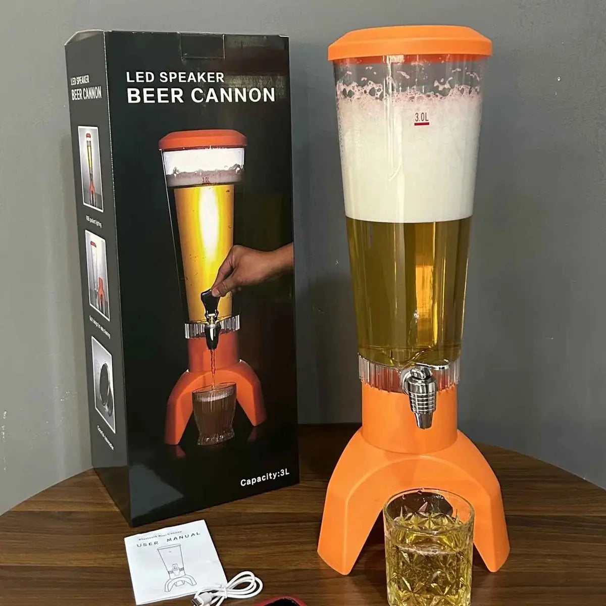Torre Dispensador de Bebidas Tipo Jirafa 3.5L 🍻 Con Luz LED y Parlante para Fiestas