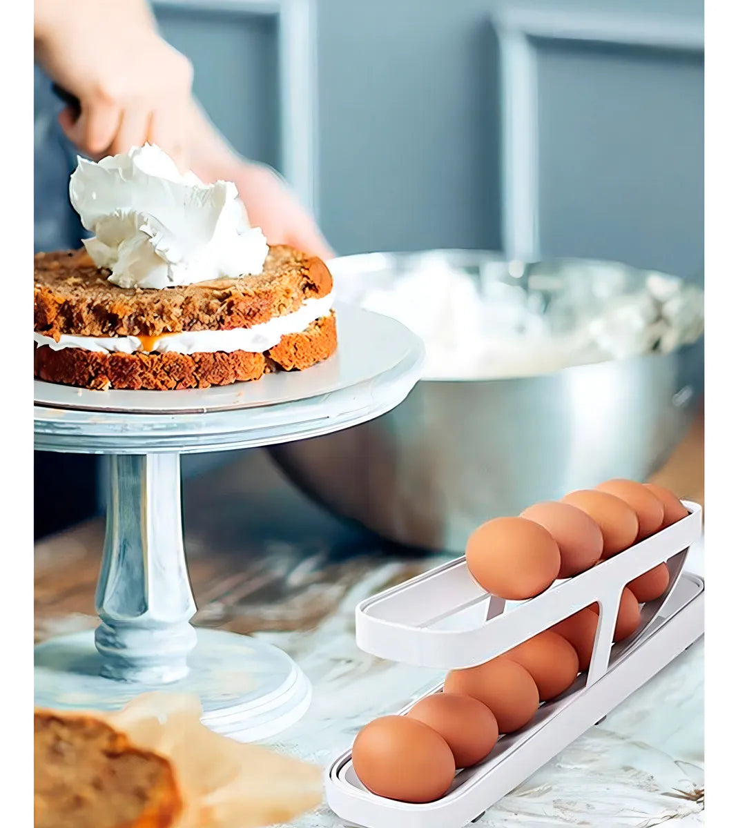 Organizador Dispensador de Huevos Enrollable 🥚 Bandeja para Refrigerador