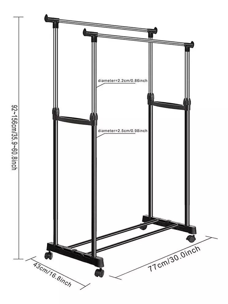 Tendedero Perchero Plegable con Ruedas 🧺 Acero Inoxidable de Piso