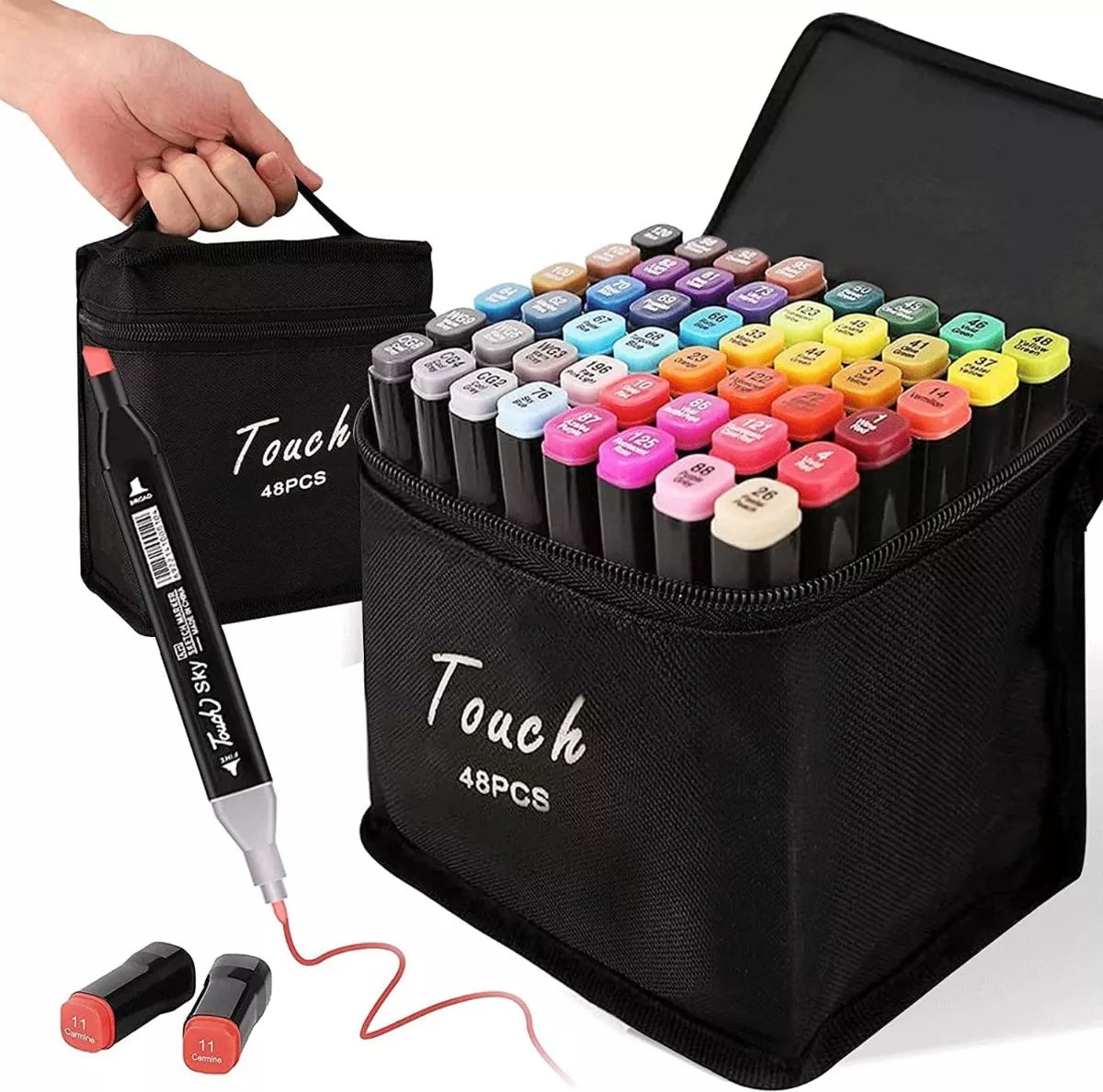 Marcadores de Dibujo X48 Colores 🎨 Doble Punta Base Alcohol para Arte Profesional