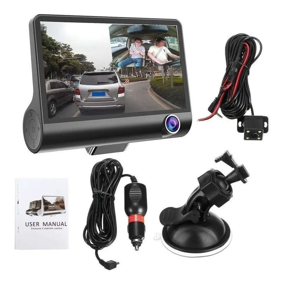 Cámara de Seguridad para Carro 🚗 Triple Visión + Reversa