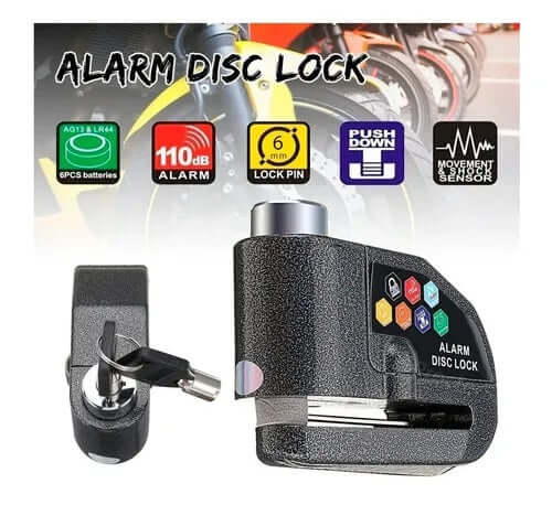 Candado Antirrobo para Moto 🔐 Bloqueo de Freno con Alarma