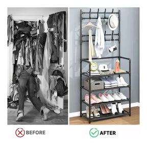 Perchero Organizador 5 Niveles con Zapatero – Diseño Compacto