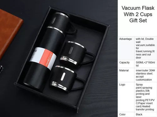 Set de Termos con 3 Vasos 500ml ☕ Acero Inoxidable – Ideal para Regalo