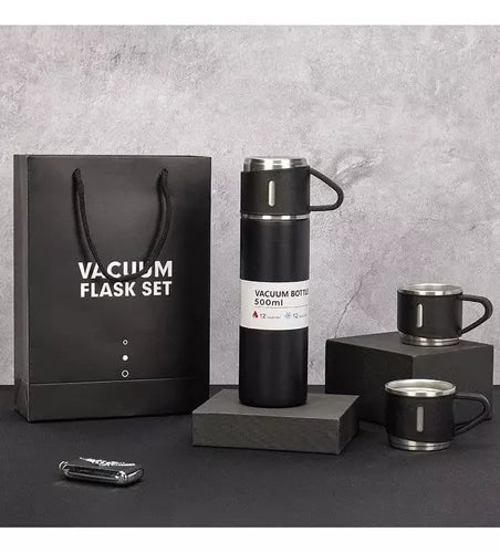 Set de Termos con 3 Vasos 500ml ☕ Acero Inoxidable – Ideal para Regalo