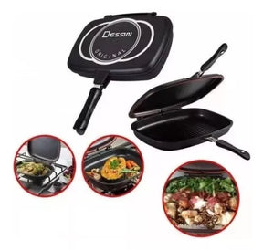 Sartén Doble Parrilla Antiadherente 36 cm 🍳 Cocina Fácil por Ambos Lados