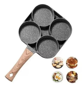 Sartén Antiadherente de 4 Puestos – Huevos, Arepas y Pancakes Perfectos 🍳