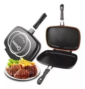 Sartén Doble Parrilla Antiadherente 36 cm 🍳 Cocina Fácil por Ambos Lados