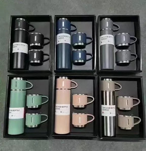Set de Termos con 3 Vasos 500ml ☕ Acero Inoxidable – Ideal para Regalo