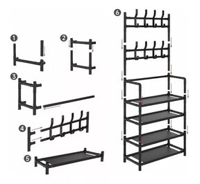 Perchero Organizador 5 Niveles con Zapatero – Diseño Compacto