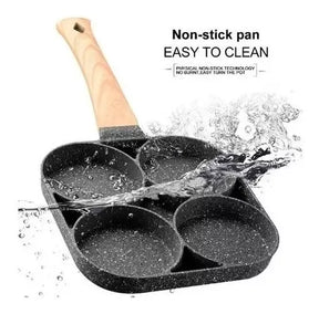 Sartén Antiadherente de 4 Puestos – Huevos, Arepas y Pancakes Perfectos 🍳