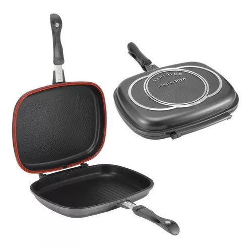 Sartén Doble Parrilla Antiadherente 36 cm 🍳 Cocina Fácil por Ambos Lados