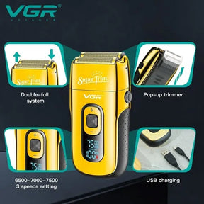 Afeitadora Profesional VGR V-332 Dorada – Recargable con Pantalla LED ✂️