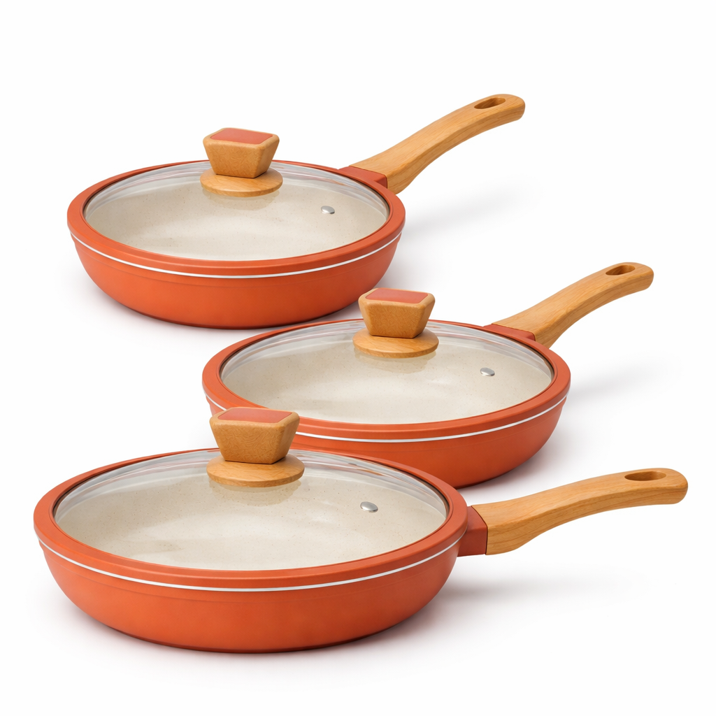 Set de Sartenes Antiadherentes de Granito X3 🍳 Cocina Fácil sin que se Pegue