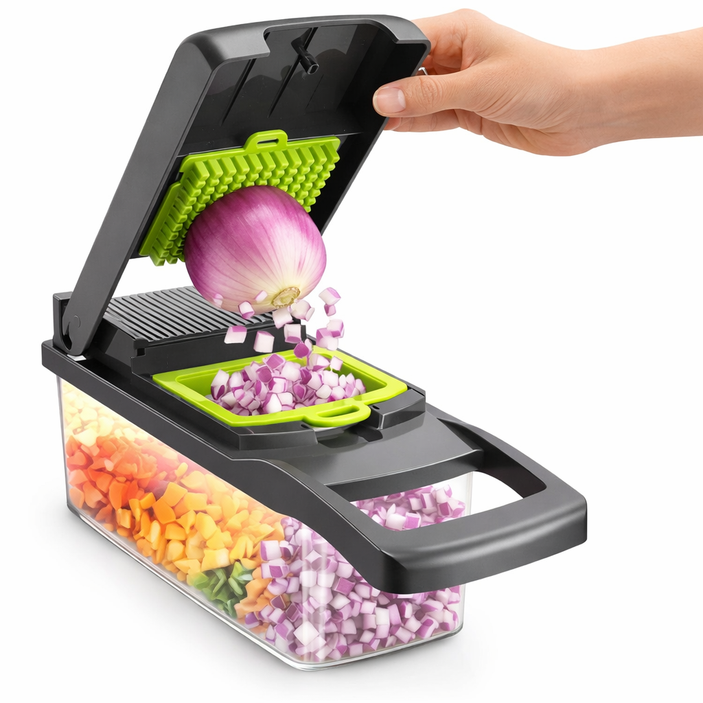 Rallador y Picador Manual 3 en 1 🥕 Corta Verduras, Frutas y Quesos Fácil