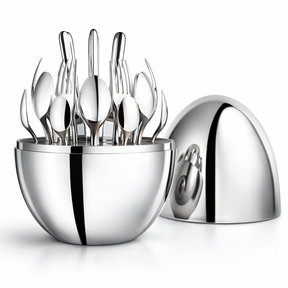 Set de Cubiertos 24 Piezas en Acero Inoxidable 🍴 Con Estuche Portátil Tipo Huevo