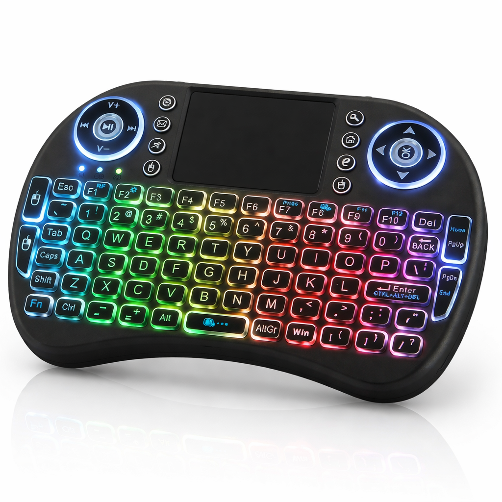 Mini Teclado Inalámbrico con AirMouse 🎮 Iluminado y Compatible con Android TV y Smart TV