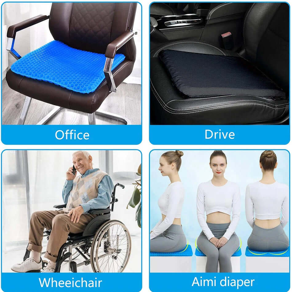 Cojín de Gel Ortopédico para Silla 🪑 Alivia Dolor de Coxis y Espalda