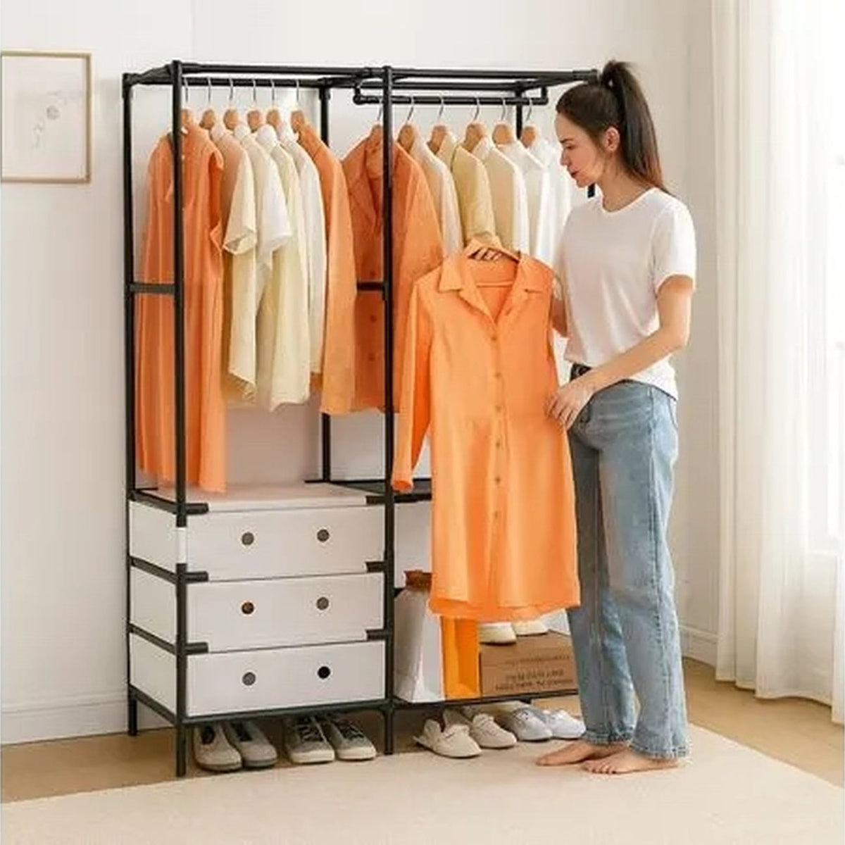 Closet Organizador de Ropa con Zapatero y Cajones 👗 Gran Capacidad y Estructura Resistente