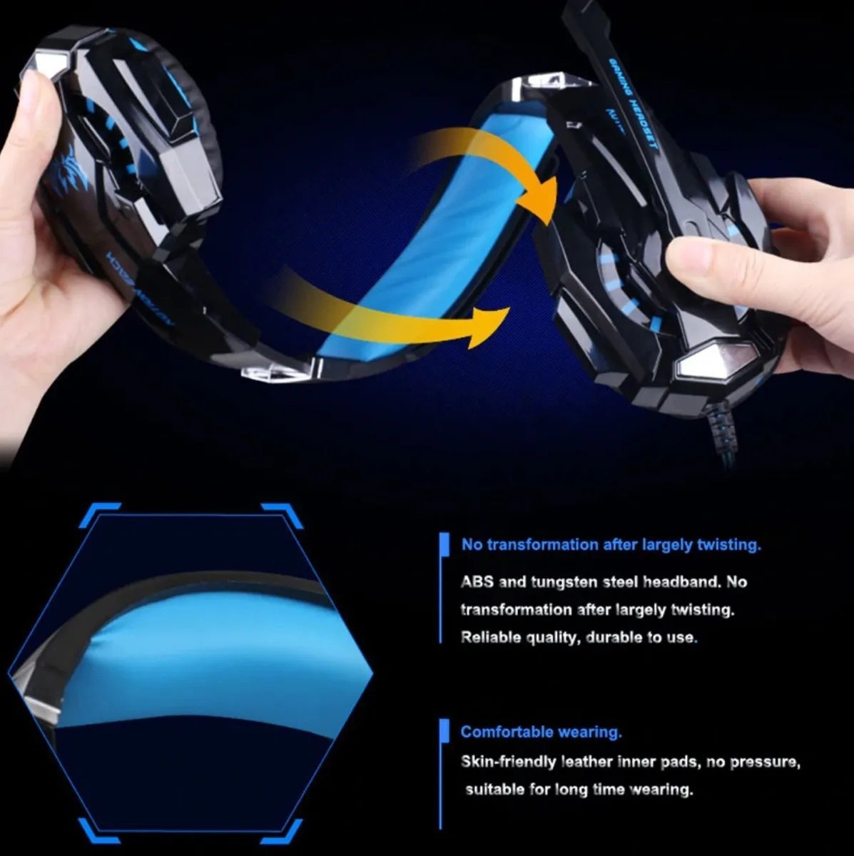 Audífonos Gamer Kotion G2000 🎮 Sonido Envolvente con Micrófono y Luz LED