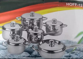 Batería de Ollas Hoffman Germany 🍳 Acero Inoxidable Premium (12 Piezas)