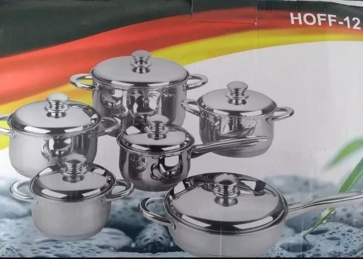 Batería de Ollas Hoffman Germany 🍳 Acero Inoxidable Premium (12 Piezas)