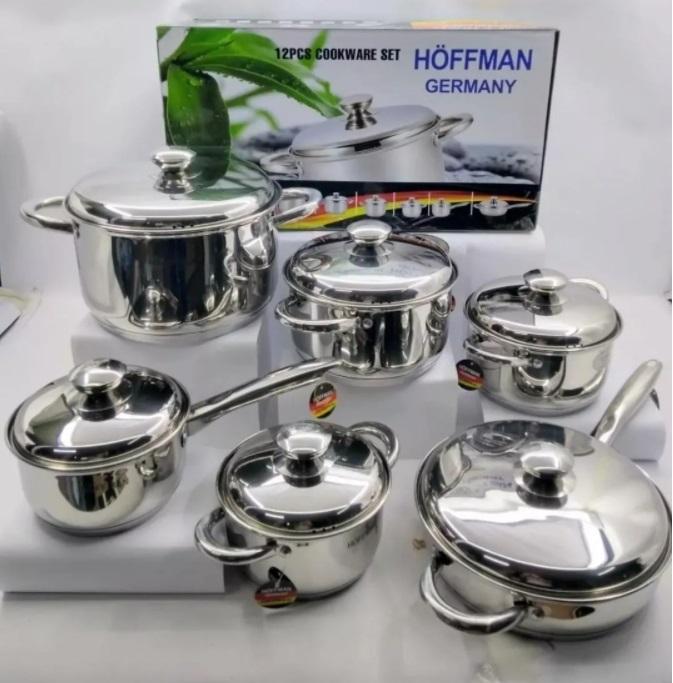 Batería de Ollas Hoffman Germany 🍳 Acero Inoxidable Premium (12 Piezas)