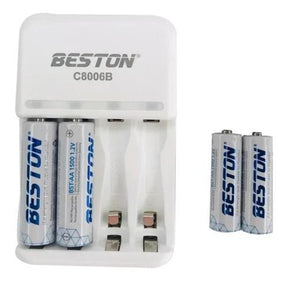 Baterias Beston AA Recargable X 4 Pack + Cargador pilas