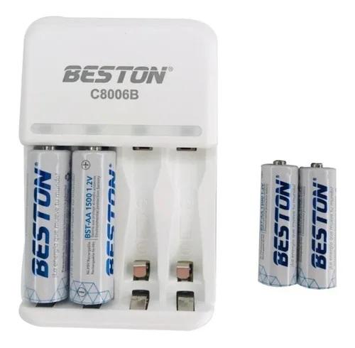 Baterias Beston AA Recargable X 4 Pack + Cargador pilas