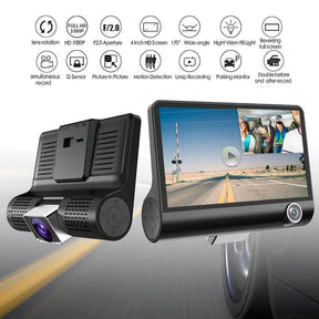 Cámara de Seguridad para Carro 🚗 Triple Visión + Reversa